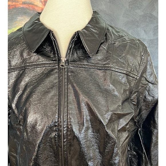 NWT Nordstrom BP. Zip up with color Shiny Pleather Faux leather jacket size M - Picture 2 of 5
